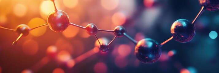 Poster - Exploring the intricate world of molecular structures with vibrant abstract backgrounds showcasing chemical bonds and atoms. Generative AI