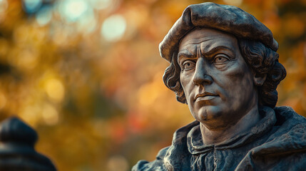 columbus portrait, a close-up of a famous portrait of christopher columbus, with copy space, columbu