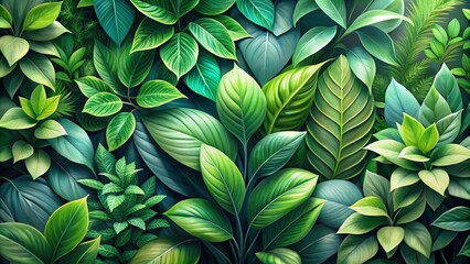 Vibrant green foliage blends seamlessly with subtle grey tones, creating a calming and balanced background ideal for