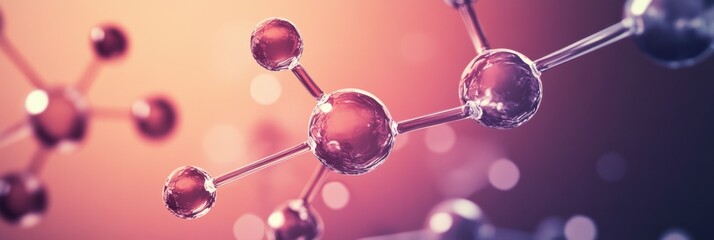 Poster - abstract representation of molecules and chemical structures set against a vibrant background showca