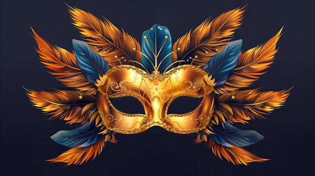 golden barazil carnival mask ai genrative