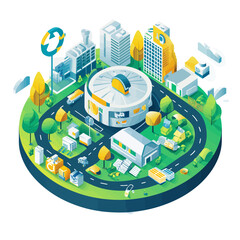 Poster - Circular Economy Hub Isometric Illustration