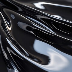Poster - Abstract glossy black surface, fluid texture.