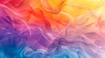 Wall Mural - Vibrant abstract background featuring a multitude of wavy lines in various colors creating a dynamic and energetic composition ,abstract colored background with blue, orange and yellow layers of smoke