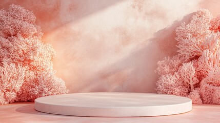 Minimalist display area with pink backdrop