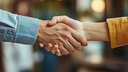 Wall Mural - Close-Up of Hands Engaged in a Handshake