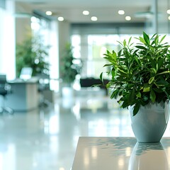 Poster - Modern Office Interior with Green Plants