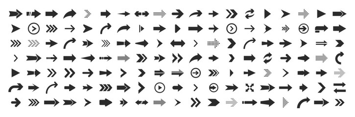 Poster - Diverse set of arrow icons in black, perfect for digital design and navigation. Ideal for enhancing user interfaces and graphic projects.