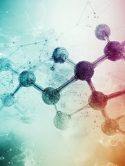 Poster - Abstract representation of molecular structures illustrating chemistry concepts in a vibrant and colorful design. Generative AI
