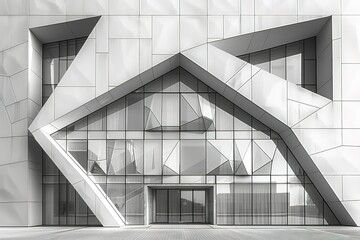 A building with a lot of glass windows and a triangular roof