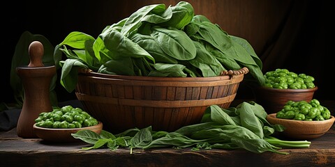 Wall Mural - fresh spinach in a pot