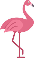 Sticker - Simple vector illustration of a pink flamingo standing on one leg, isolated on a white background