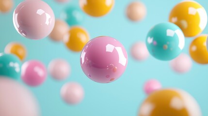 Poster - Colorful Floating Balls on Soft Background