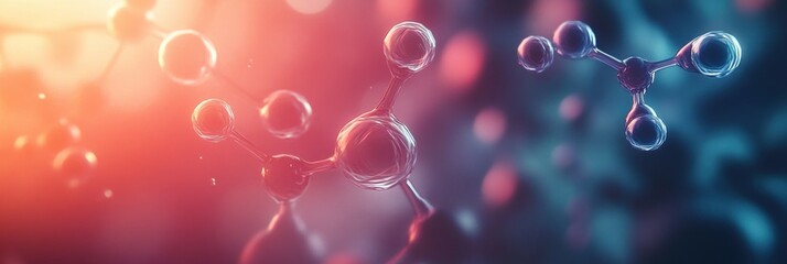 Aufkleber - Abstract background featuring interconnected molecules and chemical structures in a colorful representation of scientific concepts. Generative AI