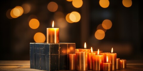 Poster - burning candles in church