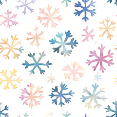 Wall Mural - Watercolor seamless pattern with snowflakes. Christmas, Happy New Year or winter time pattern. Print for fabric, textile, paper, interior, gift paper. Blue and white.	