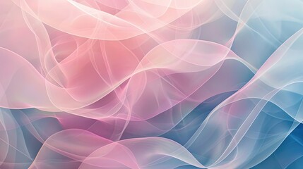 Wall Mural - Soft abstract with layered pink and blue shapes curved delicate lines for fluidity