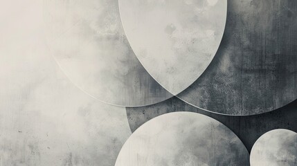 Wall Mural - Softly blurred shapes in muted grays with bold parallel lines for structure