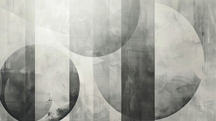 Poster - Abstract wallpaper with large muted round shapes contrasted by straight lines