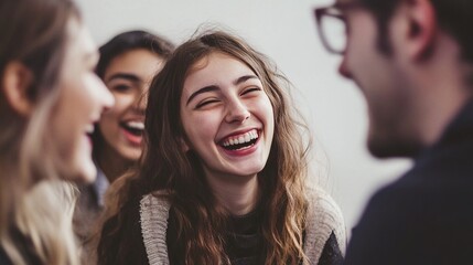 Poster - Colleagues Enjoying Laughter in a Casual Meeting