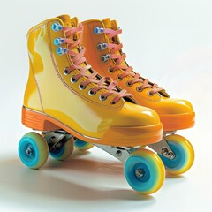  Photograph of roller skates, fun on wheels, isolated on a white background