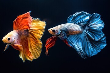 Wall Mural - Multi color Siamese fighting fish - generative ai