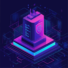 Poster - Isometric Firewall Protection Vector Illustration