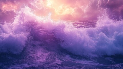 Wall Mural - Dramatic Pink Ocean Waves