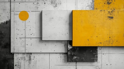 Poster - Abstract Geometric Art with Yellow Accents