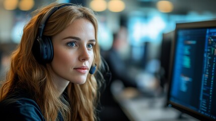 Poster - Woman in Tech Support at Modern Office