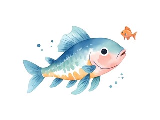 Watercolor Fish, cute little fish, fishes clipart, Nursery wall art, underwater theme, Ocean, sea animals, birthday undersea theme, white background