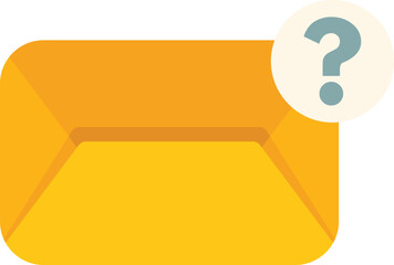 Poster - Yellow closed envelope is receiving a new message with a question mark