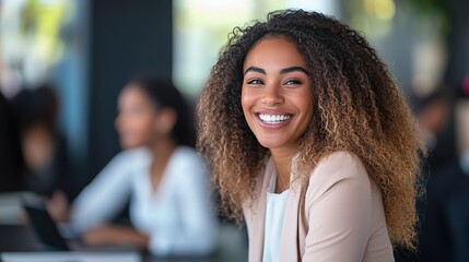 Wall Mural - Smiling Businesswoman Presenting Creative Ideas