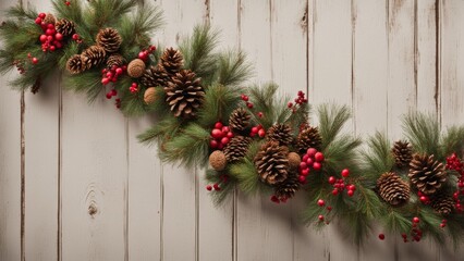 Wall Mural - christmas wreath on a wooden background