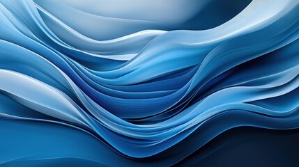 Poster - Contemporary abstract blue wave art with dynamic, wavy lines. The gradient blues flow together to create a visually engaging and soothing composition