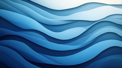 Poster - Contemporary abstract blue wave art with dynamic, wavy lines. The gradient blues flow together to create a visually engaging and soothing composition