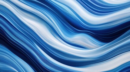 Poster - Contemporary blue wave pattern with smooth, flowing lines. The artwork uses a spectrum of blue shades to create a fluid and visually engaging design