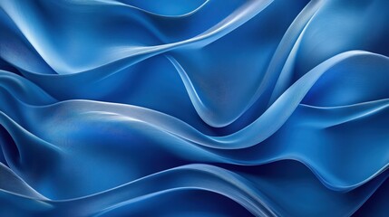 Poster - Contemporary blue wave pattern with smooth, flowing lines. The artwork uses a spectrum of blue shades to create a fluid and visually engaging design