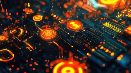 Poster - Creative graphics pattern art with a focus on abstract technology themes and detailed patterns. Ideal for contemporary digital and tech-oriented visuals