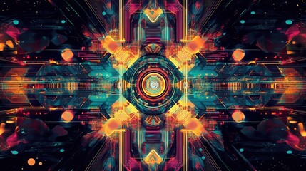Poster - Creative graphics pattern art with a focus on technology-inspired patterns and abstract elements. The design showcases a futuristic digital style