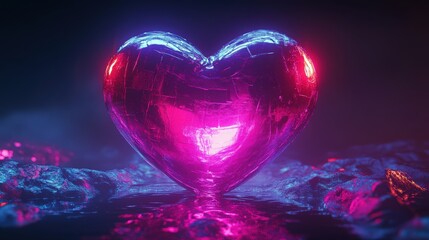 Aufkleber - Creative illuminated heart with a futuristic twist, featuring dynamic neon lights and sleek digital textures. Perfect for modern visuals