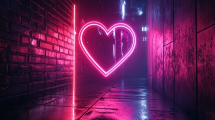Aufkleber - Creative illuminated heart with a futuristic twist, featuring dynamic neon lights and sleek digital textures. Perfect for modern visuals