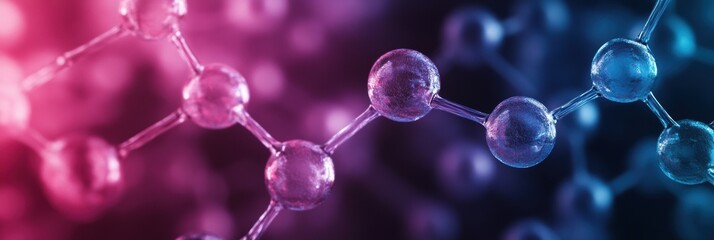 Poster - Colorful molecules and chemical structures are interconnected, creating a vivid and engaging abstract representation of molecular science