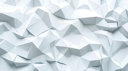 Poster - Detailed 3D render of a white low poly texture with sharp geometric edges and a clean aesthetic