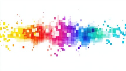 Poster - Digital pixel art with a rainbow color gradient. Modern geometric design isolated on a white or transparent background for a sleek and clean look