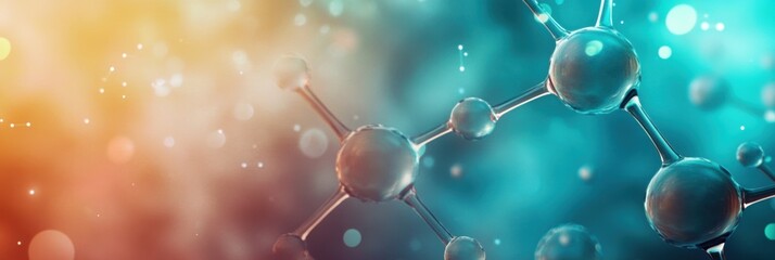 Leinwandbilder - Abstract representation of molecular structures with vibrant colors illustrating chemical interactions in a scientific setting. Generative AI