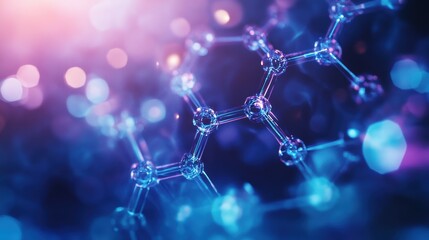 Aufkleber - Abstract representation of molecular structures and chemical bonds on a vibrant background highlighting scientific intricacies. Generative AI