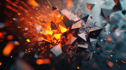 Poster - Dynamic 3D abstract geometric background, featuring an explosion power design and a visually striking crushing surface