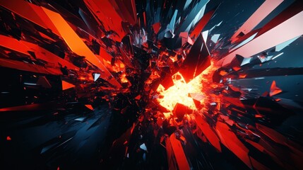 Poster - Dynamic 3D abstract geometric background, featuring an explosion power design and a visually striking crushing surface