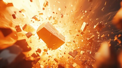 Poster - Dynamic 3D illustration of an abstract geometric background, featuring explosive power and a visually striking crushing surface